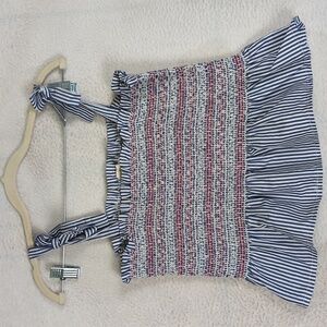 Sim & Sam Women's Blue Smocked Sleeveless Farmhouse Top‎ Size L